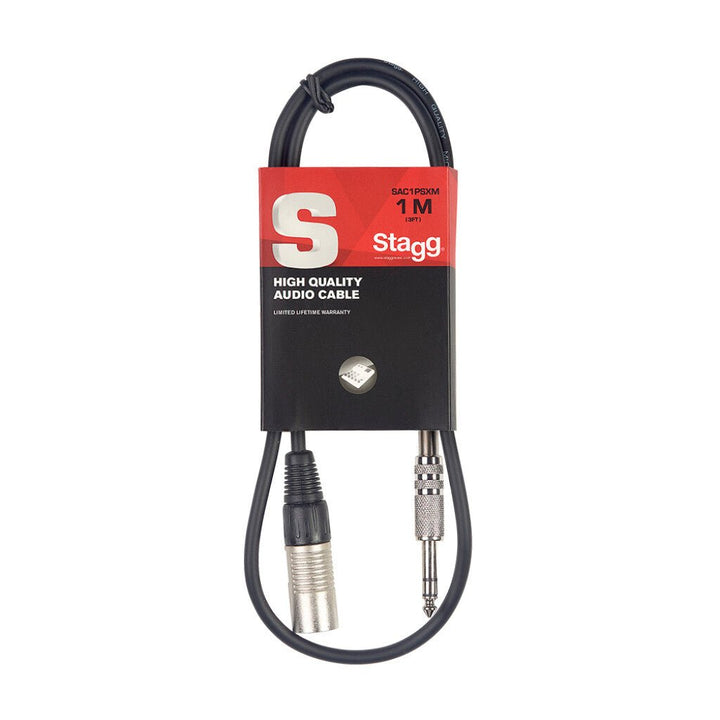 Stagg SAC1PSXM DL 1m/3ft Male XLR to TRS Jack - Ev - Entz Music