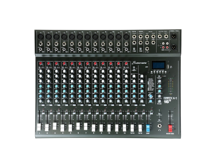 Studiomaster CLUB XS16+ 16-Channel PA Mixer – Front View