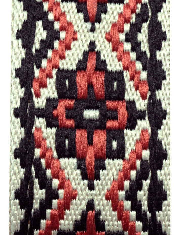 TGI Vegan Woven Cotton Guitar Strap - Red, Adjustable with Cork Ends - Ev - Entz Music