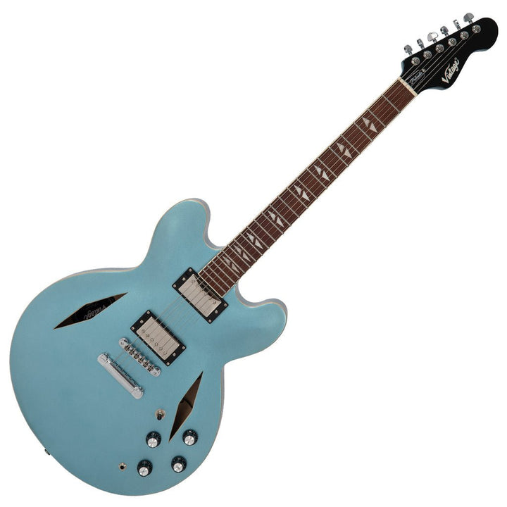Vintage Gun Hill Blue VSA550 Reissued Semi Acoustic Guitar – Classic Tone, Premium Build - Ev - Entz Music