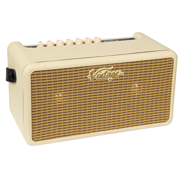Vintage Retro 25W Guitar Amplifier with DSP Effects – 6 Built - in Effects, Adjustable Tone, USB Connectivity (Vintage White) - Ev - Entz Music