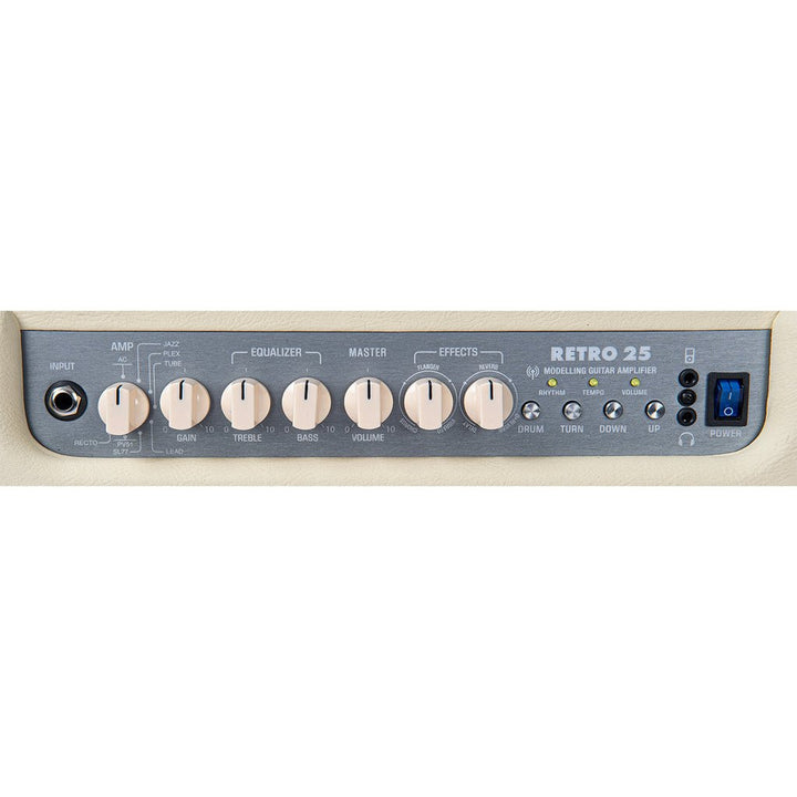 Vintage Retro 25W Guitar Amplifier with DSP Effects – 6 Built - in Effects, Adjustable Tone, USB Connectivity (Vintage White) - Ev - Entz Music