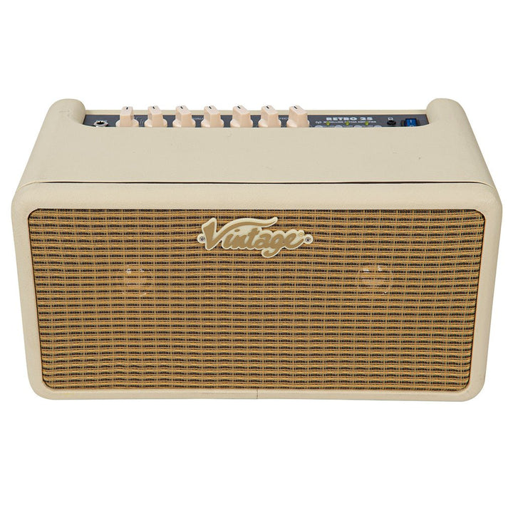 Vintage Retro 25W Guitar Amplifier with DSP Effects – 6 Built - in Effects, Adjustable Tone, USB Connectivity (Vintage White) - Ev - Entz Music