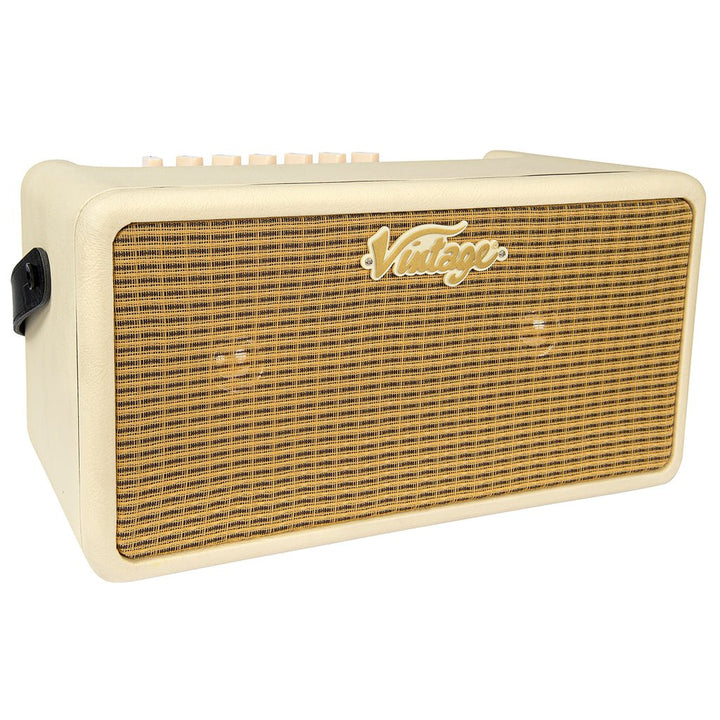 Vintage Retro 25W Guitar Amplifier with DSP Effects – 6 Built - in Effects, Adjustable Tone, USB Connectivity (Vintage White) - Ev - Entz Music