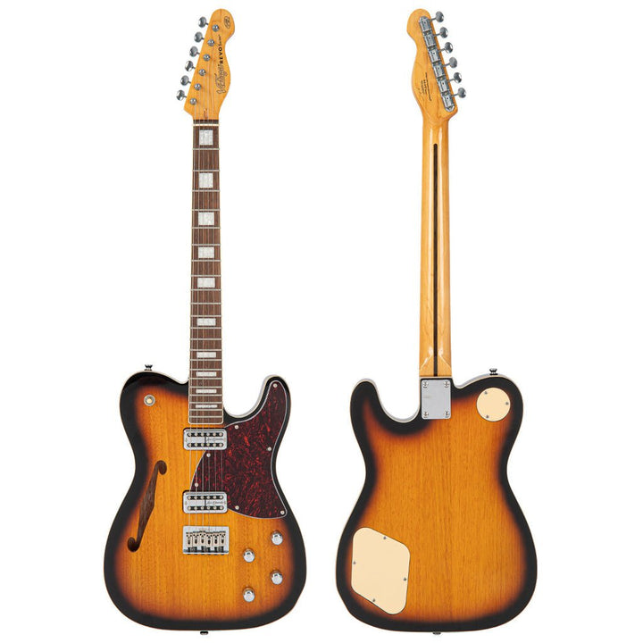 Vintage REVO Series 'Midline' Electric Guitar - Two - Tone Sunburst | Chambered Okoume Body with Neodymium Pickups - Ev - Entz Music