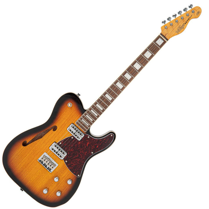 Vintage REVO Series 'Midline' Electric Guitar - Two - Tone Sunburst | Chambered Okoume Body with Neodymium Pickups - Ev - Entz Music