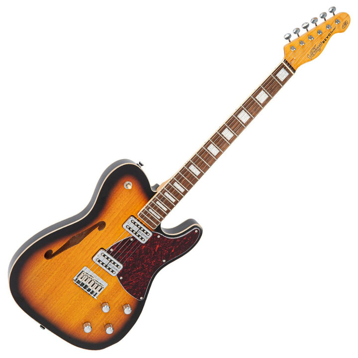 Vintage REVO Series 'Midline' Electric Guitar - Two - Tone Sunburst | Chambered Okoume Body with Neodymium Pickups - Ev - Entz Music
