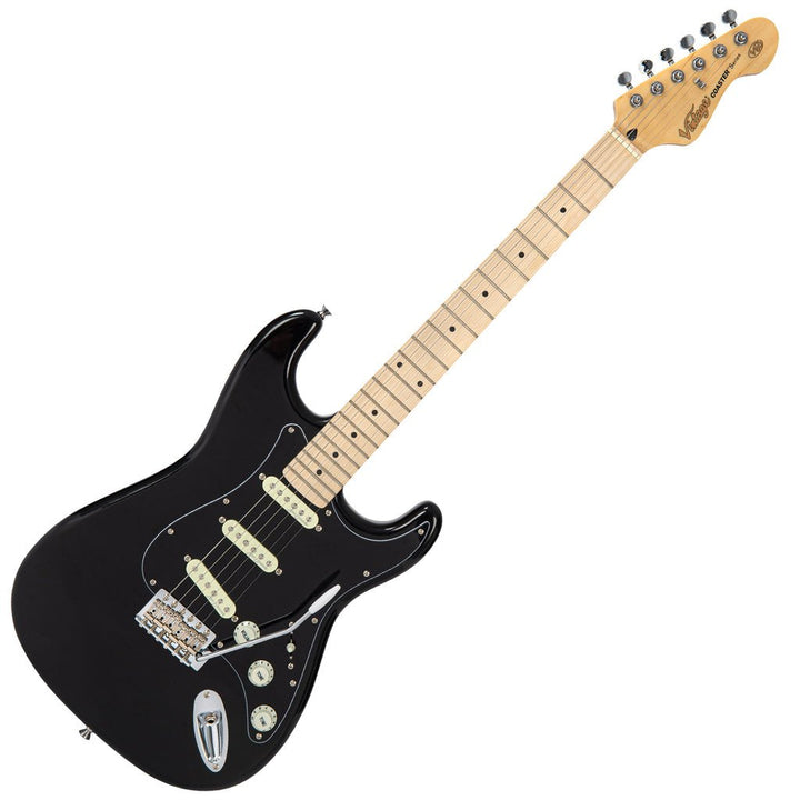 Vintage V60 Coaster Series Electric Guitar Pack - Boulevard Black, Maple Fingerboard with Kinsman Amplifier, Accessories & More - Ev - Entz Music
