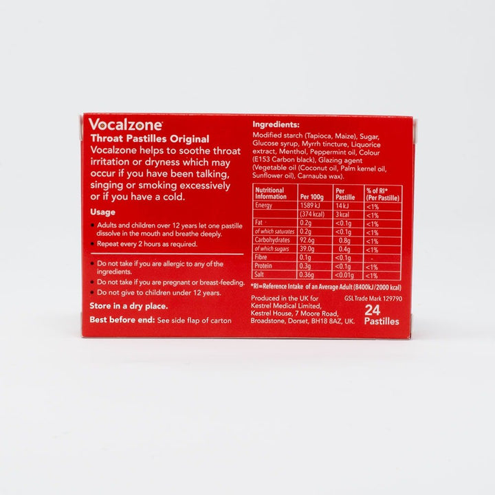 Vocalzone Throat Pastilles – Original Formula for Soothing Throat Relief and Clear Voice - Ev - Entz Music