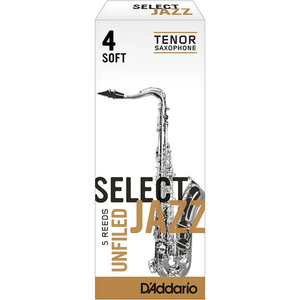 Rico Select Jazz Tenor Sax Reeds  Unfiled  Strength 4 Strength Soft  5 pack