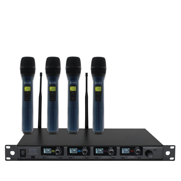 W Audio DQM 800H Quad Handheld UHF Radio Microphone System (823Mhz - 865Mhz) - Professional Wireless Mic Set - Ev - Entz Music