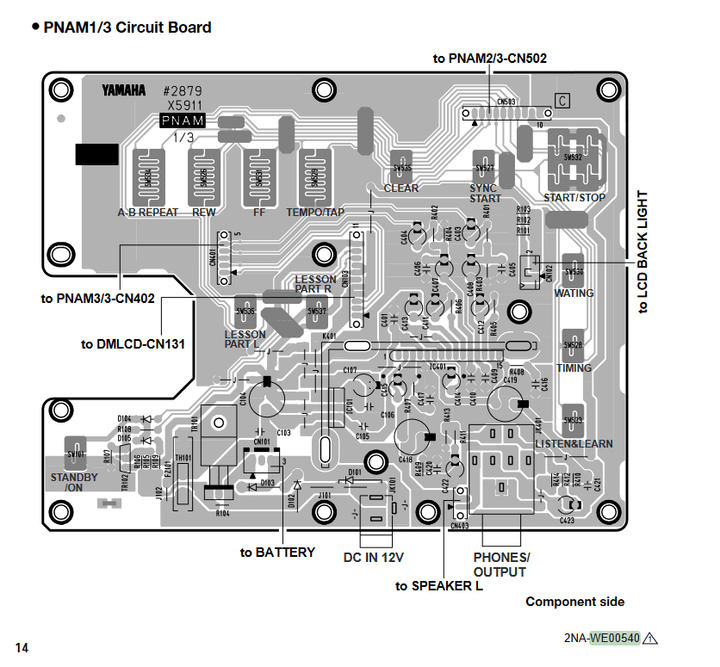 Yamaha Circuit Board for YPT - 300 - WE00540R - Ev - Entz Music