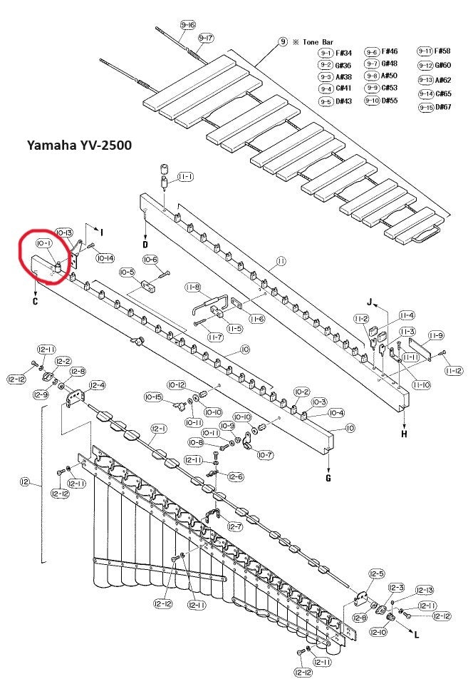 Yamaha Tone Bar Suspention Post (F) - W5130510 - Ev - Entz Music