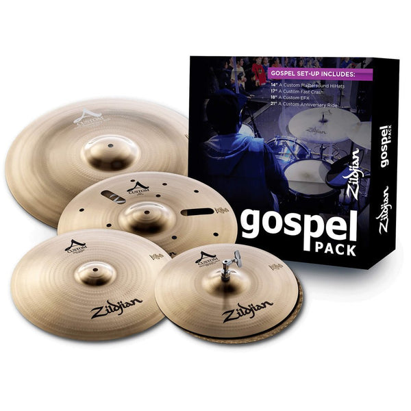 Zildjian A Custom Gospel Cymbal Pack – 14" Mastersound HiHats, 17" Fast Crash, 18" EFX, 21" Ride - Ev - Entz Music