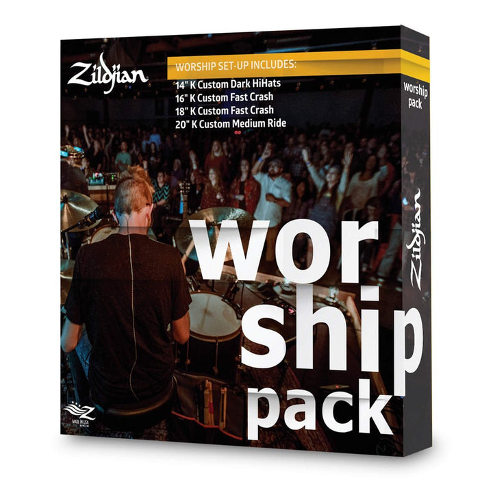 Zildjian K Custom Worship Cymbal Pack – 14" Dark HiHats, 16" & 18" Fast Crash, 20" Medium Ride - Ev - Entz Music