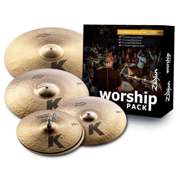 Zildjian K Custom Worship Cymbal Pack – 14" Dark HiHats, 16" & 18" Fast Crash, 20" Medium Ride - Ev - Entz Music