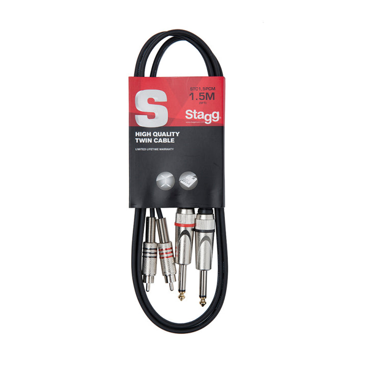 Stagg Twin cable, jack/RCA (m/m), 1.5 m (5')
