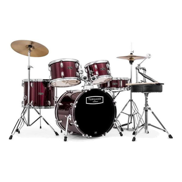 Mapex Tornado Compact Drum Kit inc Hardware and Cymbals in Burgundy 18"