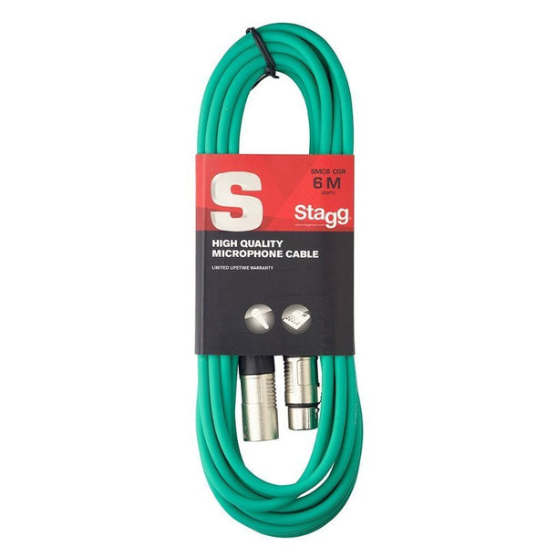 Stagg Green High Quality 6m Microphone Cable