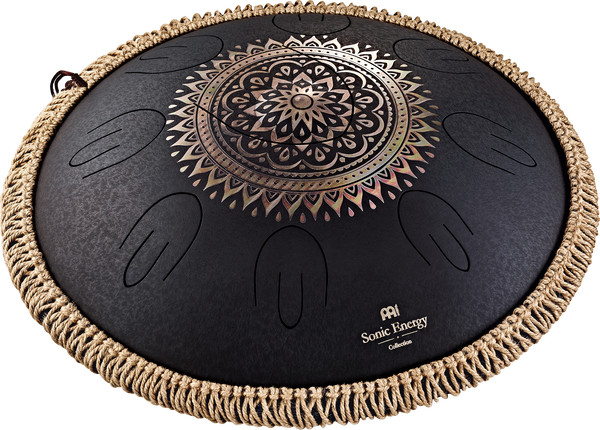 Meinl Sonic Energy Octave Steel Tongue Drum, Black, Engraved floral design, D Kurd