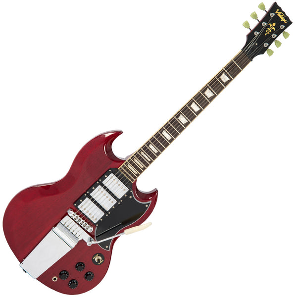 Vintage VS63V ReIssued Electric Guitar with vintage style Vibrato ~ Cherry Red