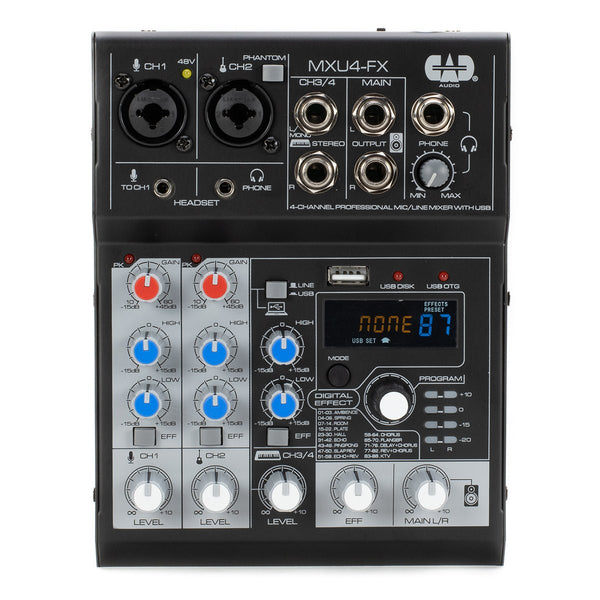 CAD 4 Channel Mixer with USB Interface & Digital Effects - Ev - Entz Music