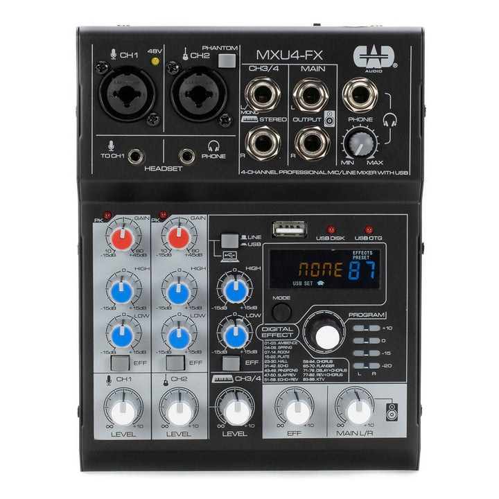 CAD 4 Channel Mixer with USB Interface & Digital Effects - Ev - Entz Music