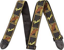 Fender 2" Monogrammed Guitar strap Black/Yellow/Brown