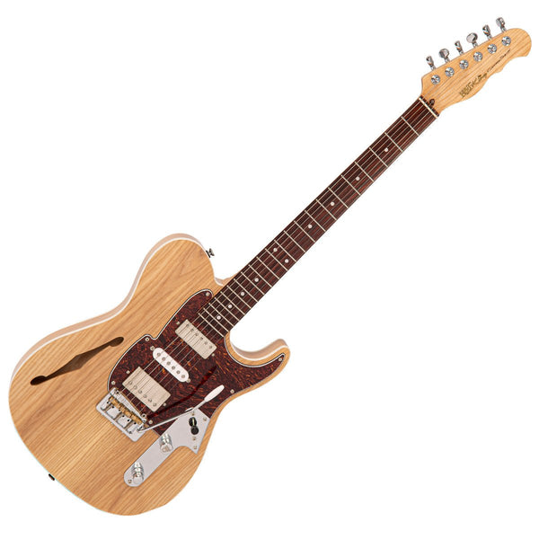 Fret - King Country Squire Semitone De Luxe - Chambered Alder Electric Guitar with Wilkinson Vibrato (Natural Ash) - Ev - Entz Music