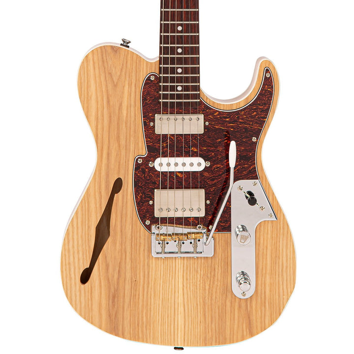 Fret - King Country Squire Semitone De Luxe - Chambered Alder Electric Guitar with Wilkinson Vibrato (Natural Ash) - Ev - Entz Music