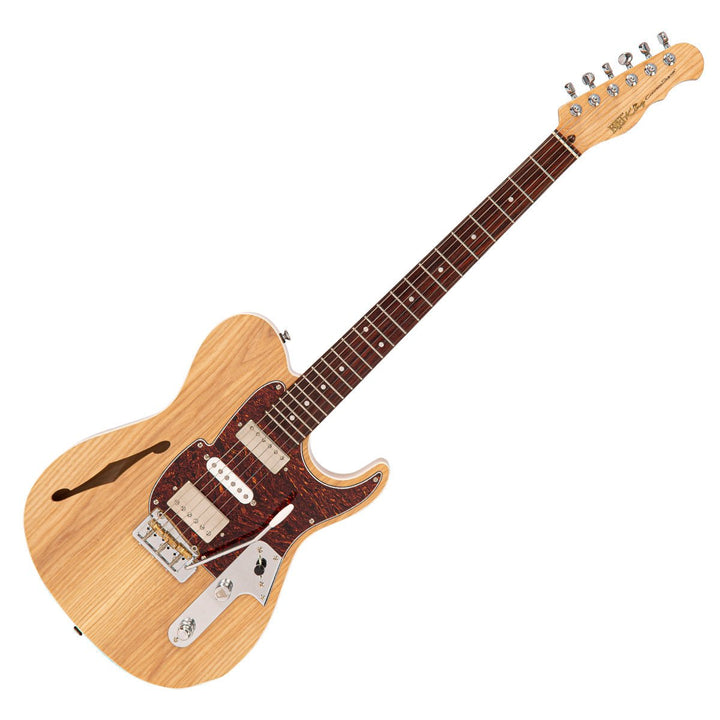 Fret - King Country Squire Semitone De Luxe - Chambered Alder Electric Guitar with Wilkinson Vibrato (Natural Ash) - Ev - Entz Music