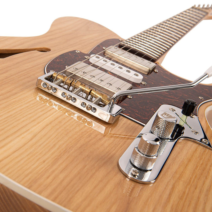 Fret - King Country Squire Semitone De Luxe - Chambered Alder Electric Guitar with Wilkinson Vibrato (Natural Ash) - Ev - Entz Music