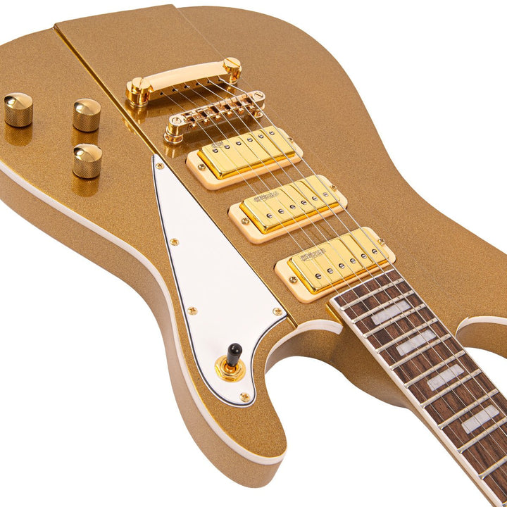 Joe Doe 'Gas Jockey' Electric Guitar by Vintage ~ Sparkling Gold Sand with Case - Ev - Entz Music