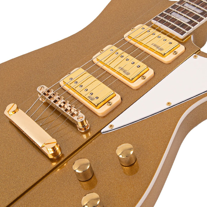 Joe Doe 'Gas Jockey' Electric Guitar by Vintage ~ Sparkling Gold Sand with Case - Ev - Entz Music