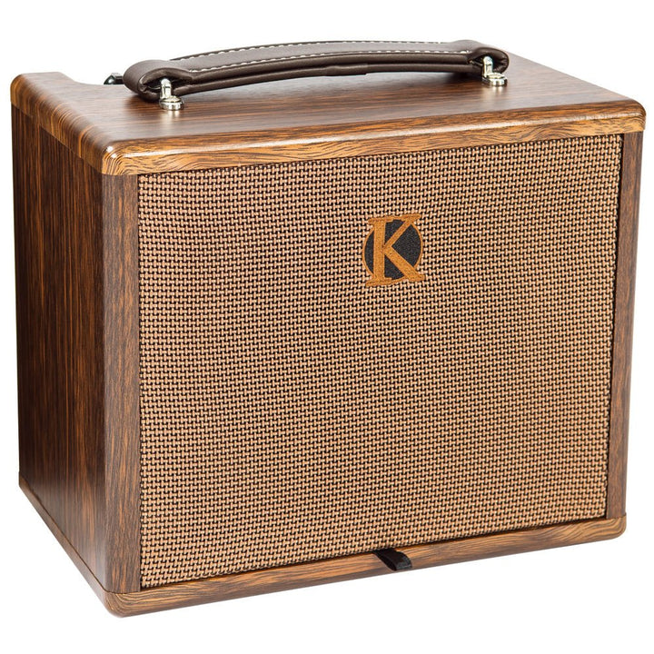 Kinsman KAA25 Acoustic Guitar Amp – Front View with Wood Finish

