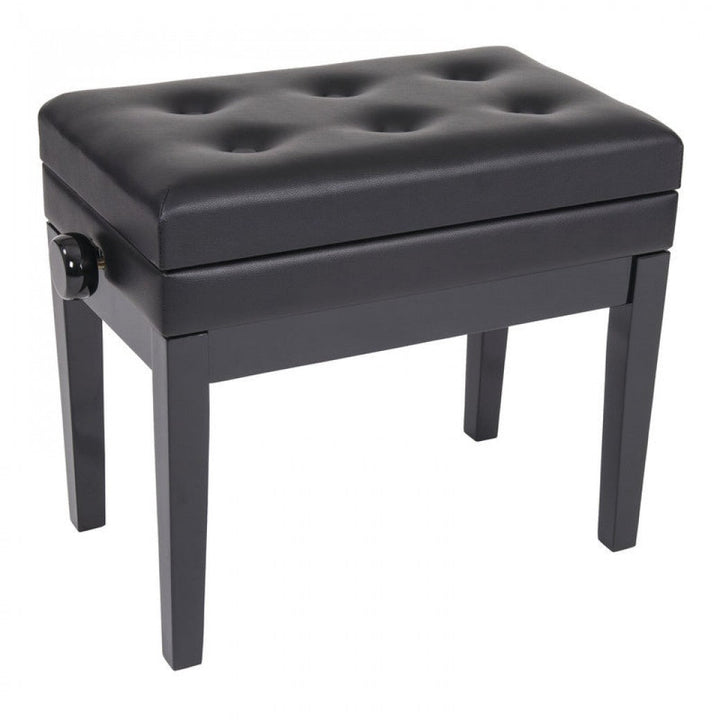Kinsman Deluxe Adjustable Piano Bench with Storage ~ Satin Black - Ev - Entz Music
