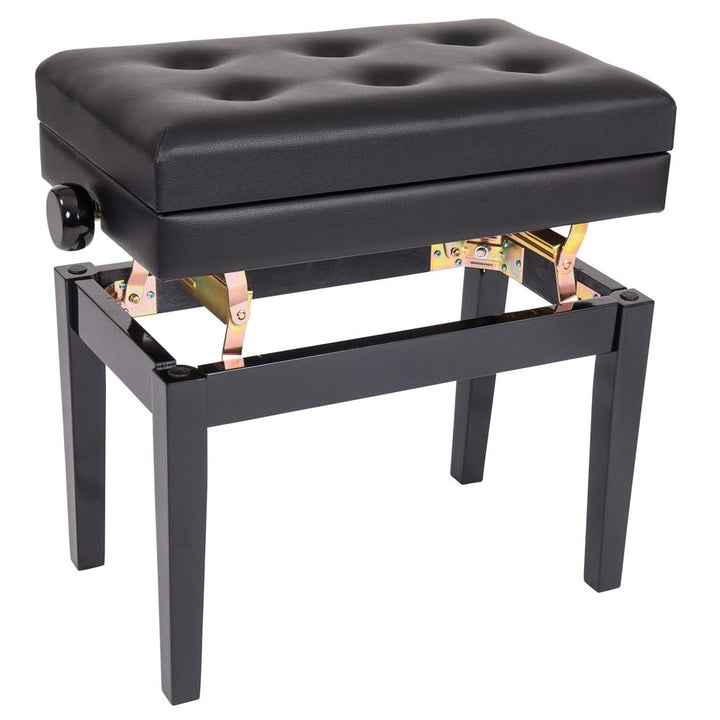 Kinsman Deluxe Adjustable Piano Bench with Storage ~ Satin Black - Ev - Entz Music