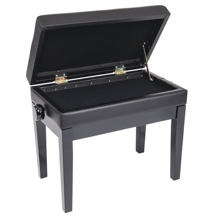 Kinsman Deluxe Adjustable Piano Bench with Storage ~ Satin Black - Ev - Entz Music