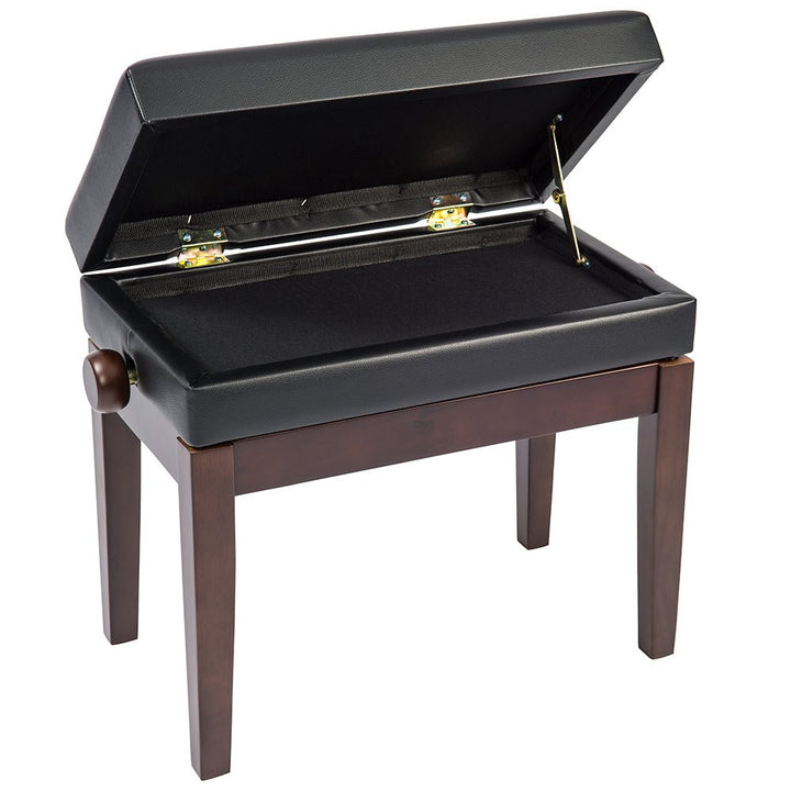 Kinsman Deluxe Adjustable Piano Bench with Storage ~ Satin Rosewood - Ev - Entz Music