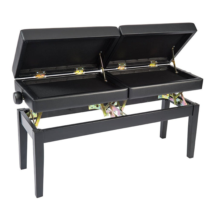 Kinsman Double Adjustable Piano Bench with Storage ~ Satin Black - Ev - Entz Music