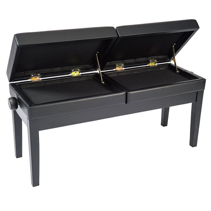 Kinsman Double Adjustable Piano Bench with Storage ~ Satin Black - Ev - Entz Music