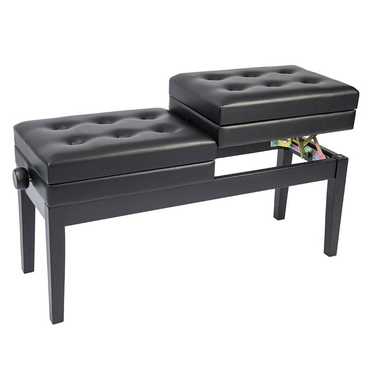 Kinsman Double Adjustable Piano Bench with Storage ~ Satin Black - Ev - Entz Music