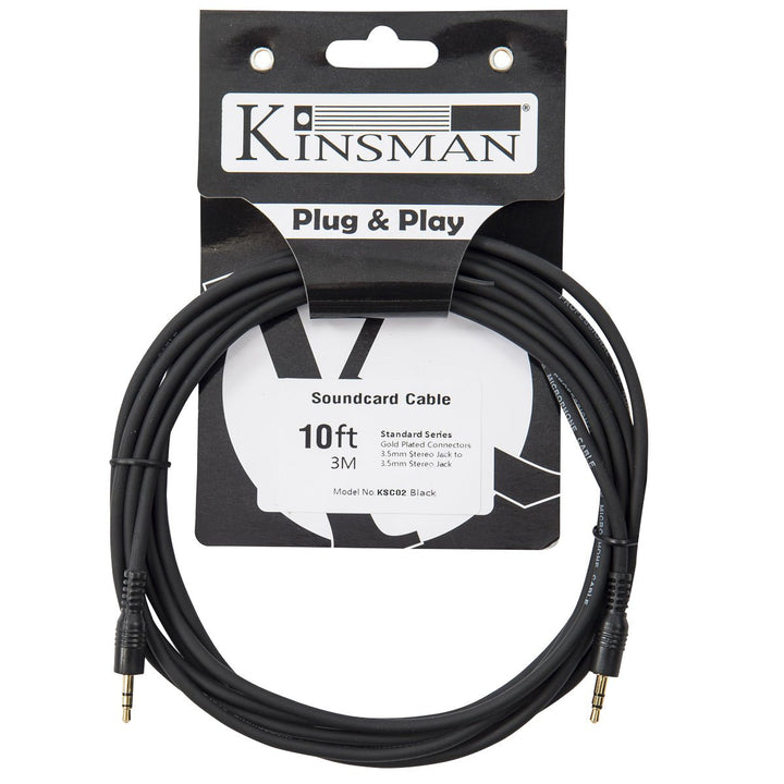 Kinsman Standard Soundcard Cable ~ 3.5mm Stereo/3.5mm Stereo ~ 10ft/3m - Ev - Entz Music