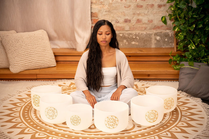 Meinl Sonic Energy 8" Solfeggio Crystal Singing Bowl - Mi 528 Hz, White Frosted Quartz for Solar Plexus Chakra Healing - Ev - Entz Music