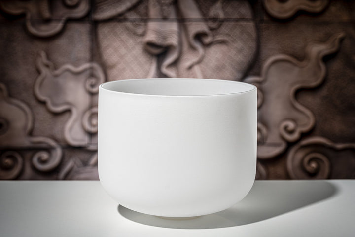 MEINL Sonic Energy Crystal Singing Bowl, white - frosted, 12" / 30 cm, Note E4, Solarplexus Chakra - Ev - Entz Music