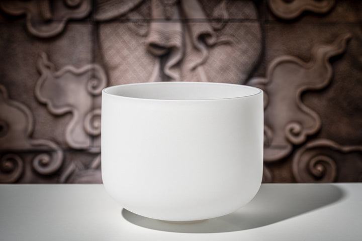 MEINL Sonic Energy Crystal Singing Bowl, white - frosted, 12" / 30 cm, Note F4, Heart Chakra - Ev - Entz Music