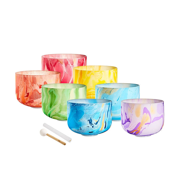 MEINL Sonic Energy Marble Crystal Singing Bowl Chakra Set (7 - Piece) – C4 to B4, 432 Hz Tuning - Ev - Entz Music