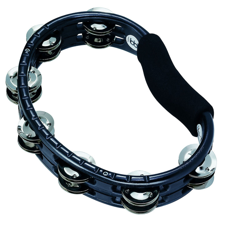 Meinl ABS Plastic Hand Held Tambourine with double rows of nickel-plated steel jingles, ergonomic design, and padded grip