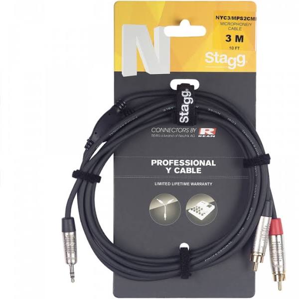 Stagg 3M Stereo RCA Phono to 3.5mm Mini Jack Cable