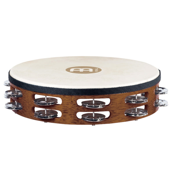 Meinl Traditional Double Row Goat Skin Headed Tambourine, Steel Jingles, African Brown Finish
